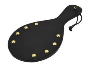 Bound Noir Nubuck Leather Paddle with Brass Stud Detail