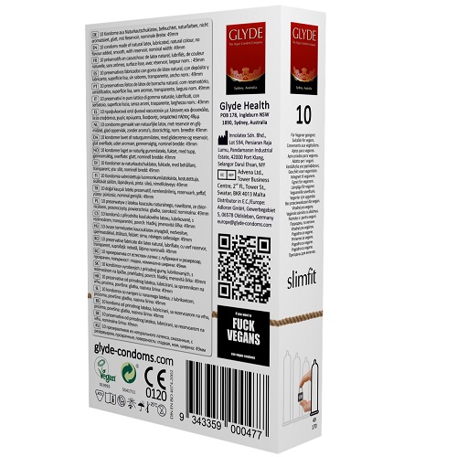 Glyde Ultra Slimfit Vegan Condoms 10 Pack - Image 4