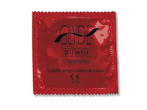 Glyde Ultra Slimfit Strawberry Flavour Vegan Condoms 100 Bulk Pack