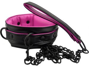 Bound to Please Pink & Black Bondage Collar & Leash