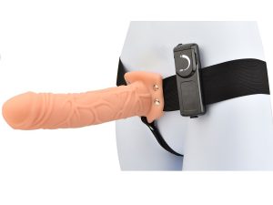 Loving Joy 8 Inch Vibrating Hollow Strap On Vanilla