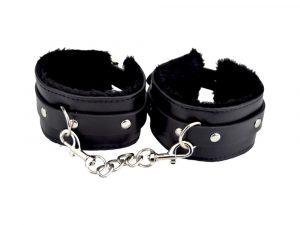 Bound to Please Furry Plush Wrist Cuffs Black