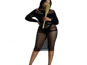 Moonlight Long Sleeve Lace Dress Black Plus Size