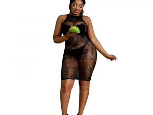 Moonlight Black Pattern Mini Dress Plus Size