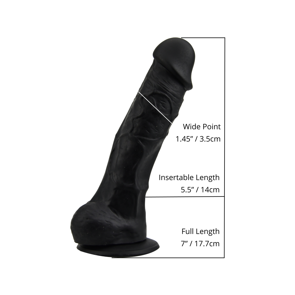 Loving Joy 7 Inch Realistic Silicone Dildo with Suction Cup and Balls Black - Image 5