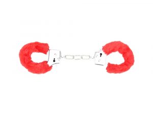 Bound to Play. Heavy Duty Furry Handcuffs Red
