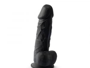 SilexD 8.5 inch Realistic Silicone Dual Density Girthy Dildo with Suction Cup with Balls Black