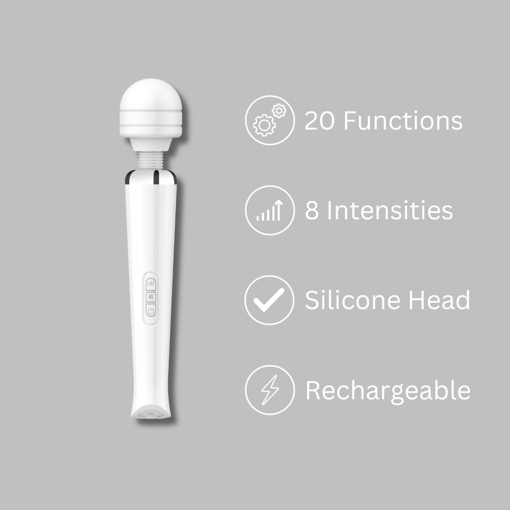 Loving Joy Rechargeable Magic Wand Vibrator White - Image 3