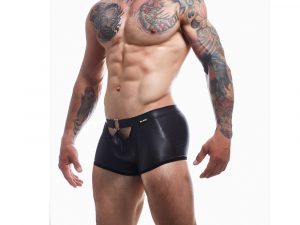 C4M Peekaboo Black Leatherette Mini Pants