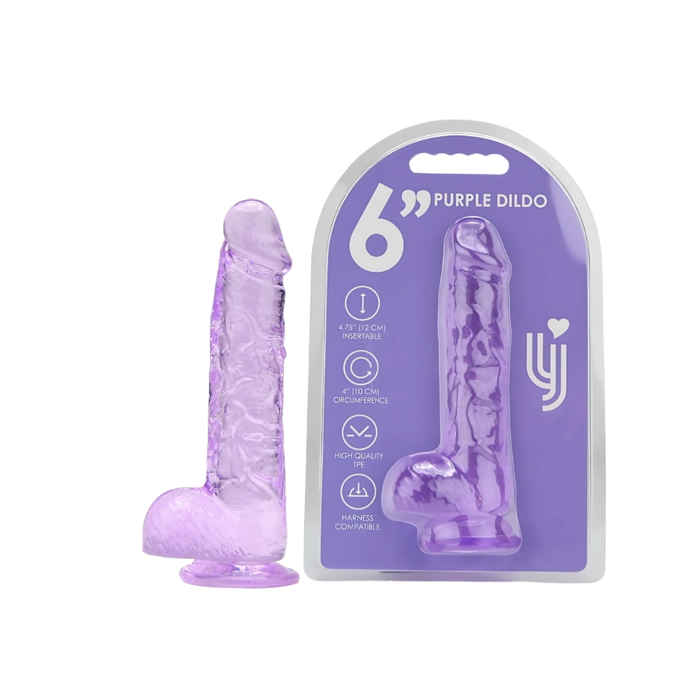 Loving Joy 6 Inch Dildo with Balls Purple - Image 6
