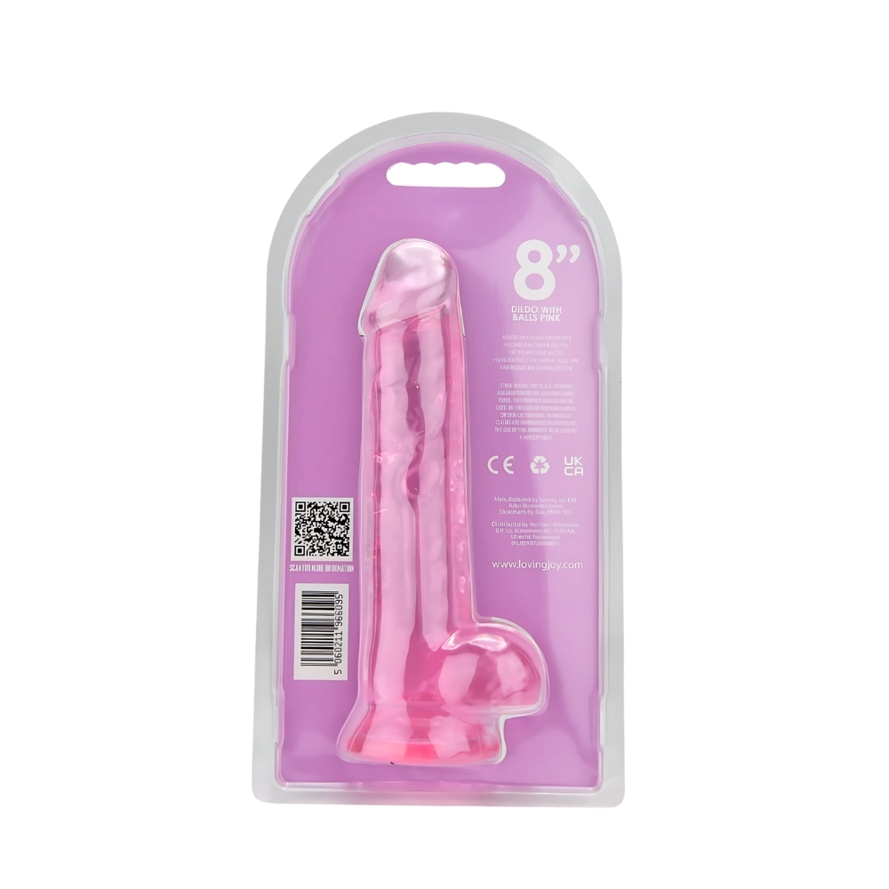 Loving Joy 8 Inch Dildo with Balls Pink - Image 7