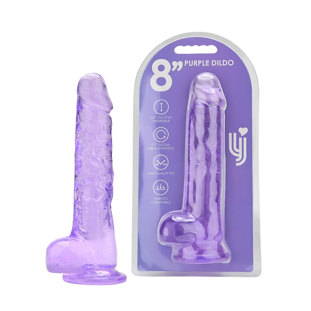 Loving Joy 8 Inch Dildo with Balls Purple - Image 7