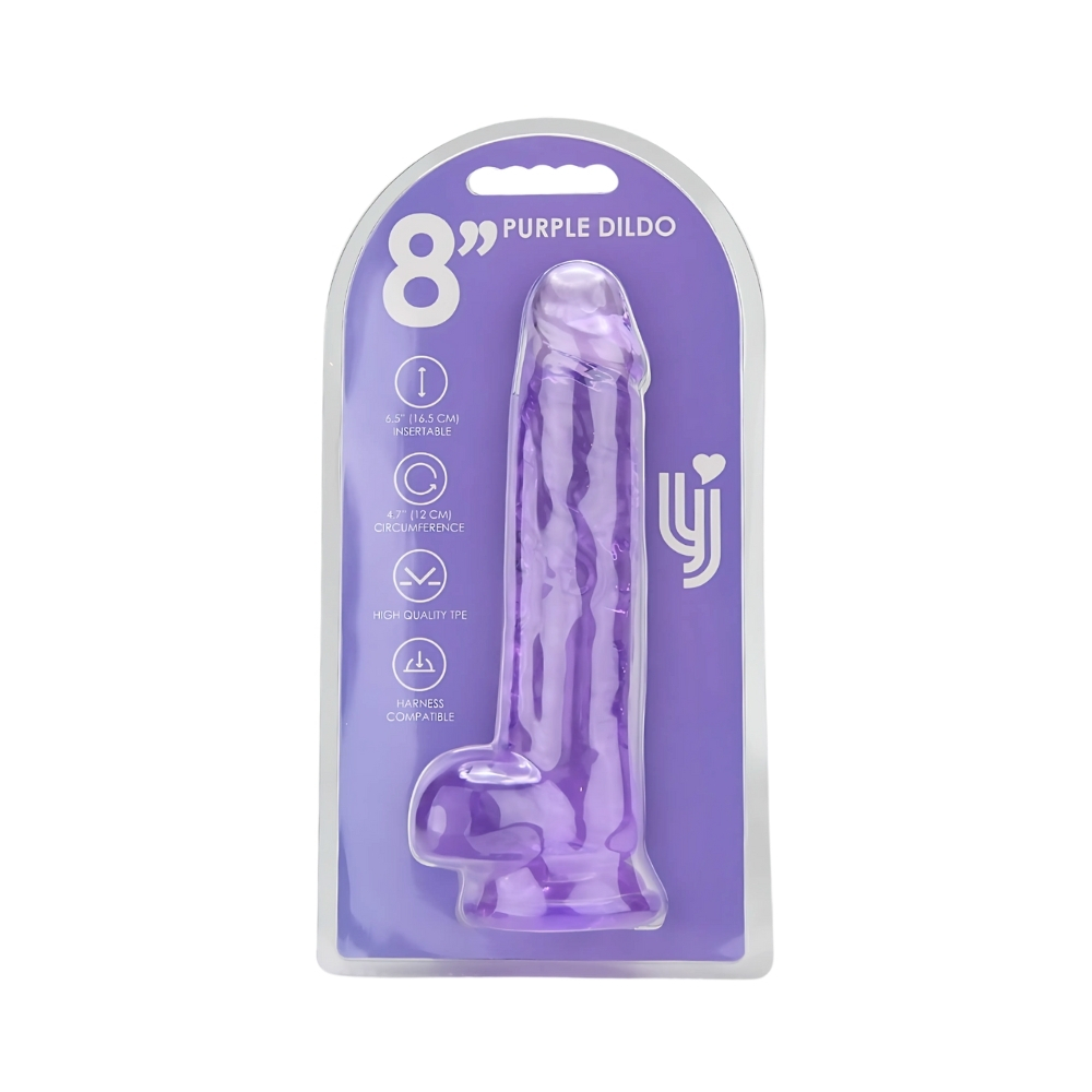 Loving Joy 8 Inch Dildo with Balls Purple - Image 8