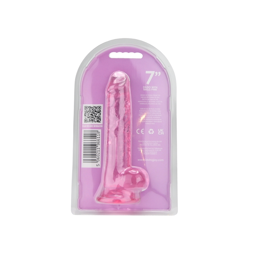 Loving Joy 7 Inch Dildo with Balls Pink - Image 7