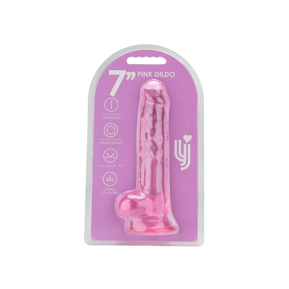 Loving Joy 7 Inch Dildo with Balls Pink - Image 6