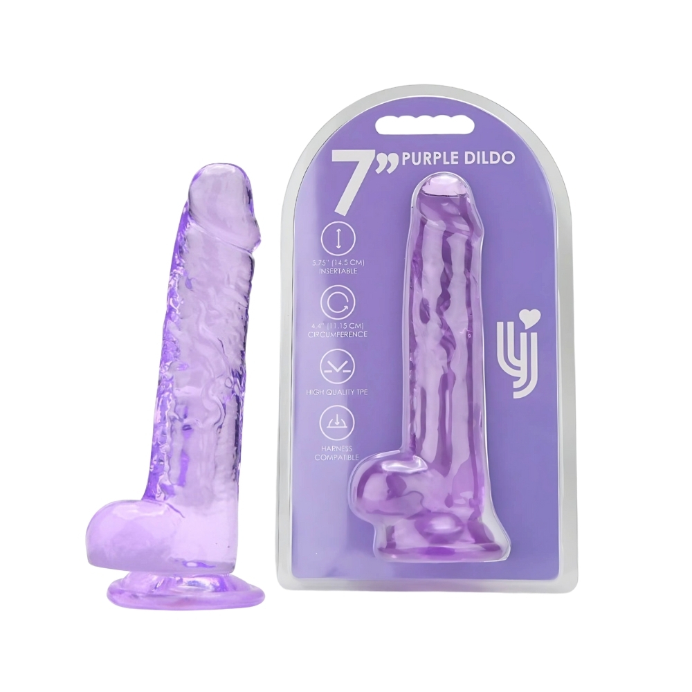 Loving Joy 7 Inch Dildo with Balls Purple - Image 5