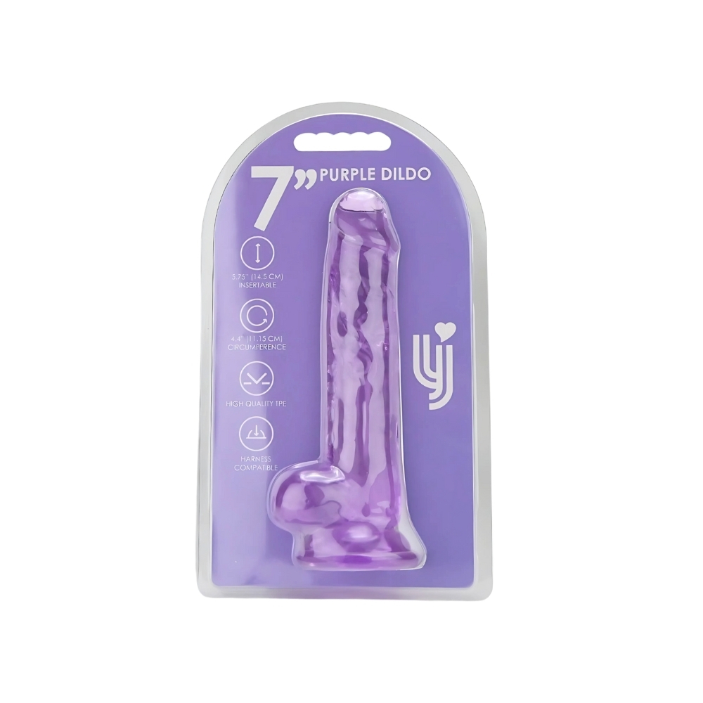Loving Joy 7 Inch Dildo with Balls Purple - Image 7