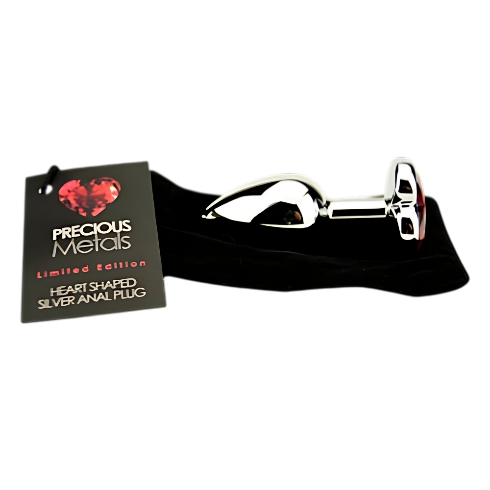 Precious Metals Heart Shaped Butt Plug-Silver - Image 7