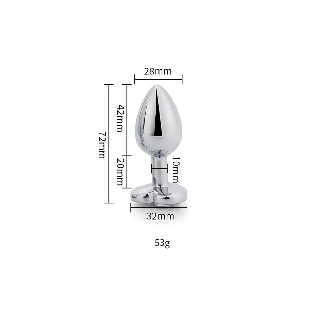 Toosh Heart Shaped Silver Butt Plug with Red Stone Small - Image 8