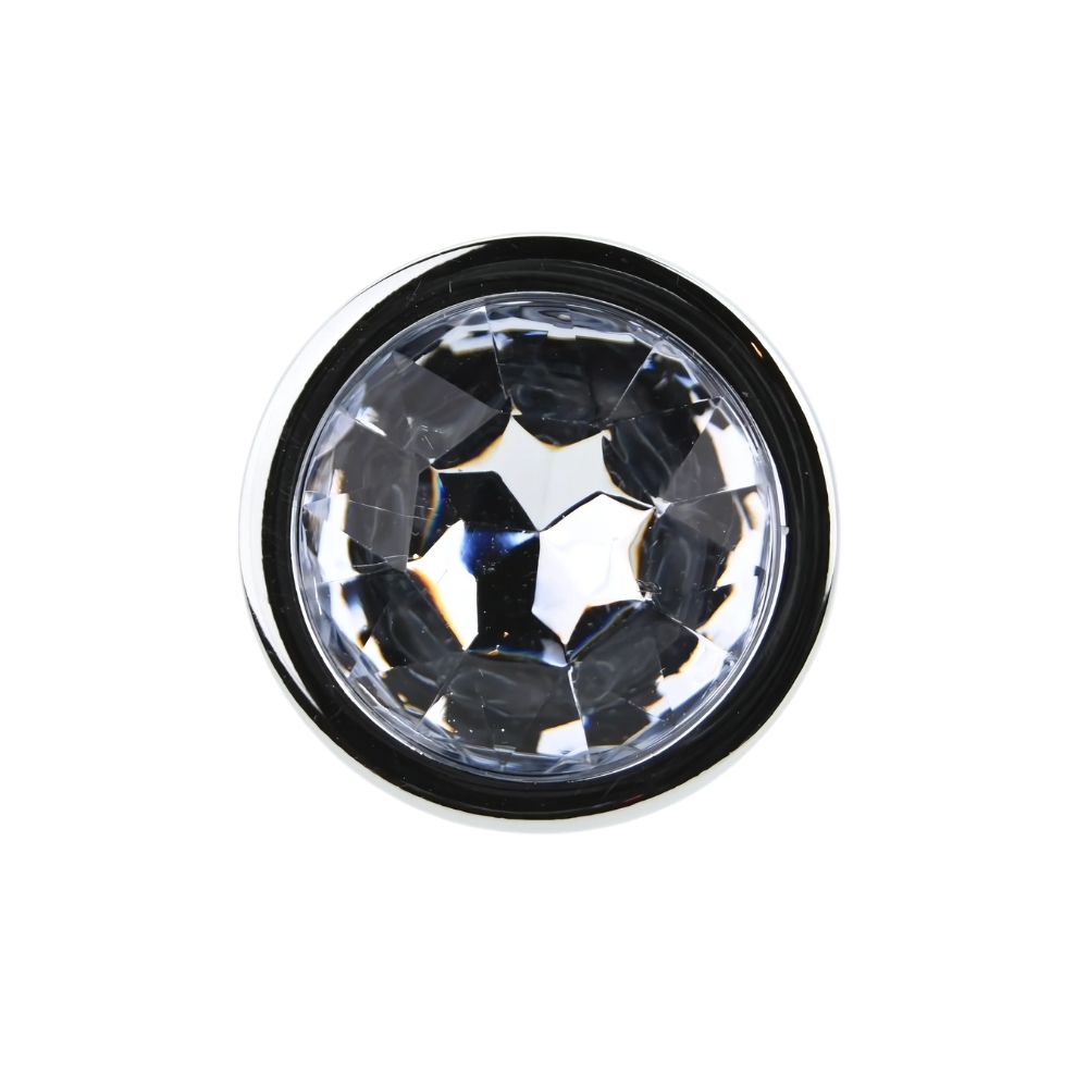 Toosh Silver Metal Butt Plug Medium Clear Stone - Image 5