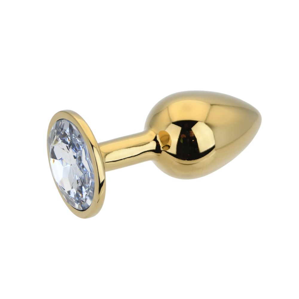 Toosh Gold Metal Butt Plug Small Clear Stone - Image 5