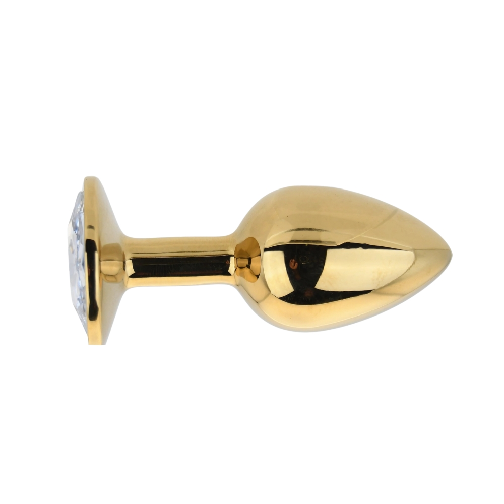 Toosh Gold Metal Butt Plug Small Clear Stone - Image 3