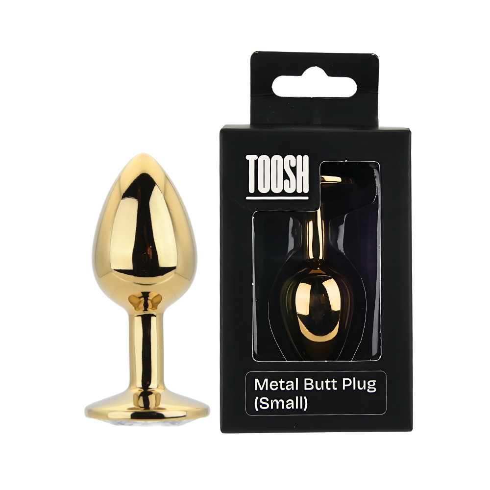 Toosh Gold Metal Butt Plug Small Clear Stone - Image 11