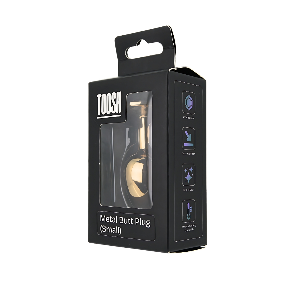 Toosh Gold Metal Butt Plug Small Clear Stone - Image 9