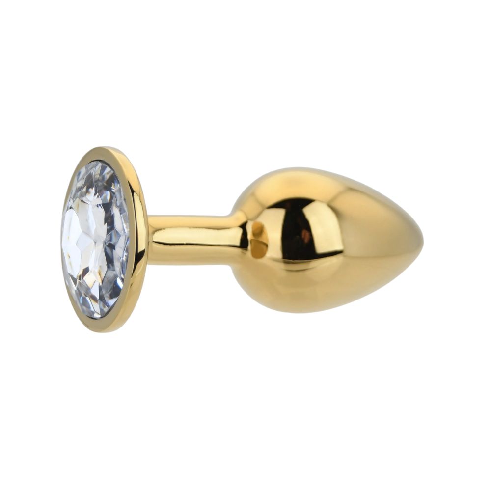 Toosh Gold Metal Butt Plug Small Clear Stone - Image 4
