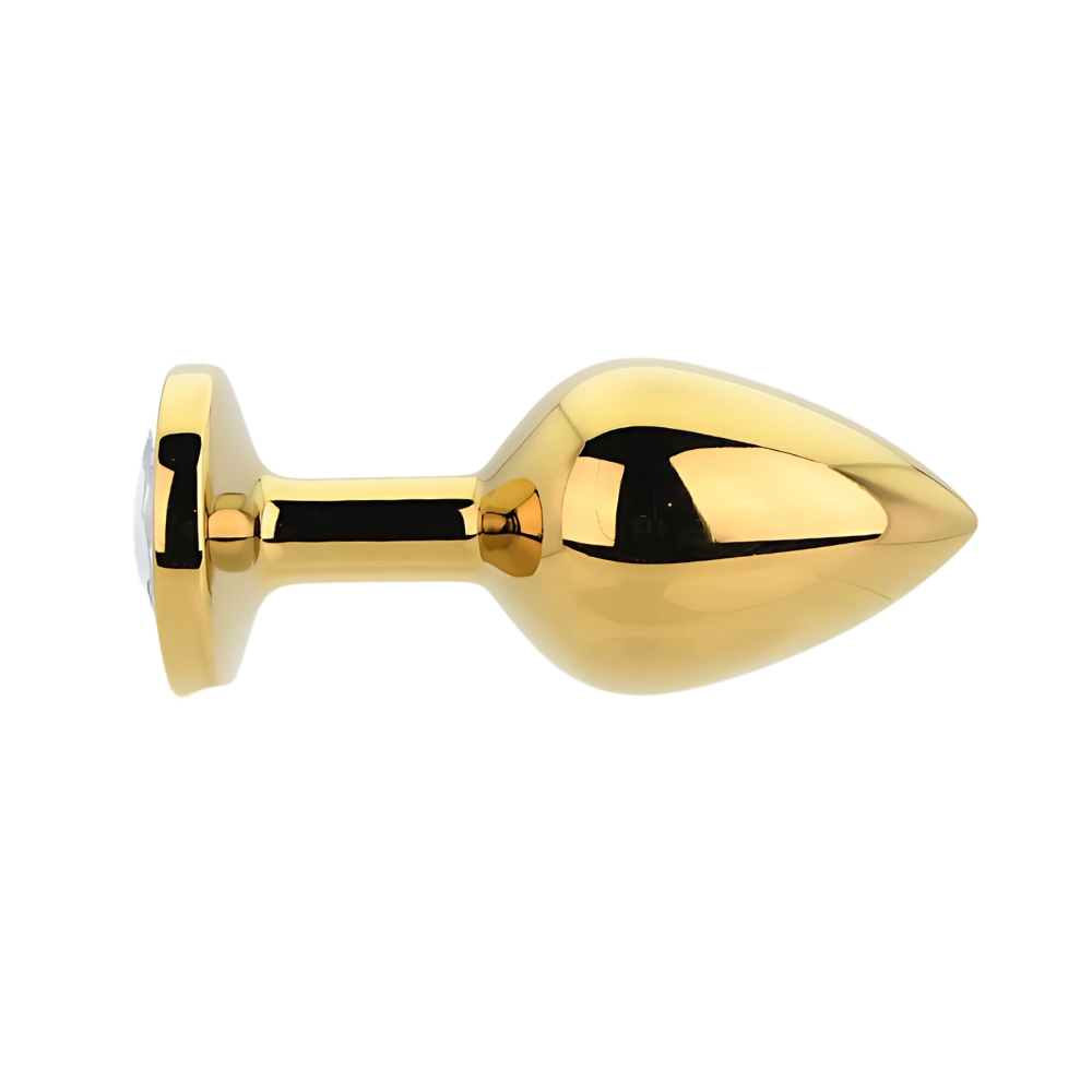 Toosh Gold Metal Butt Plug Medium Clear Stone - Image 3