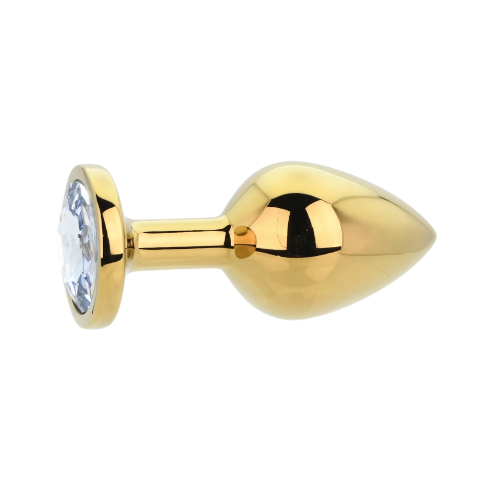 Toosh Gold Metal Butt Plug Medium Clear Stone - Image 4