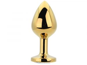 Toosh Gold Metal Butt Plug Medium Clear Stone