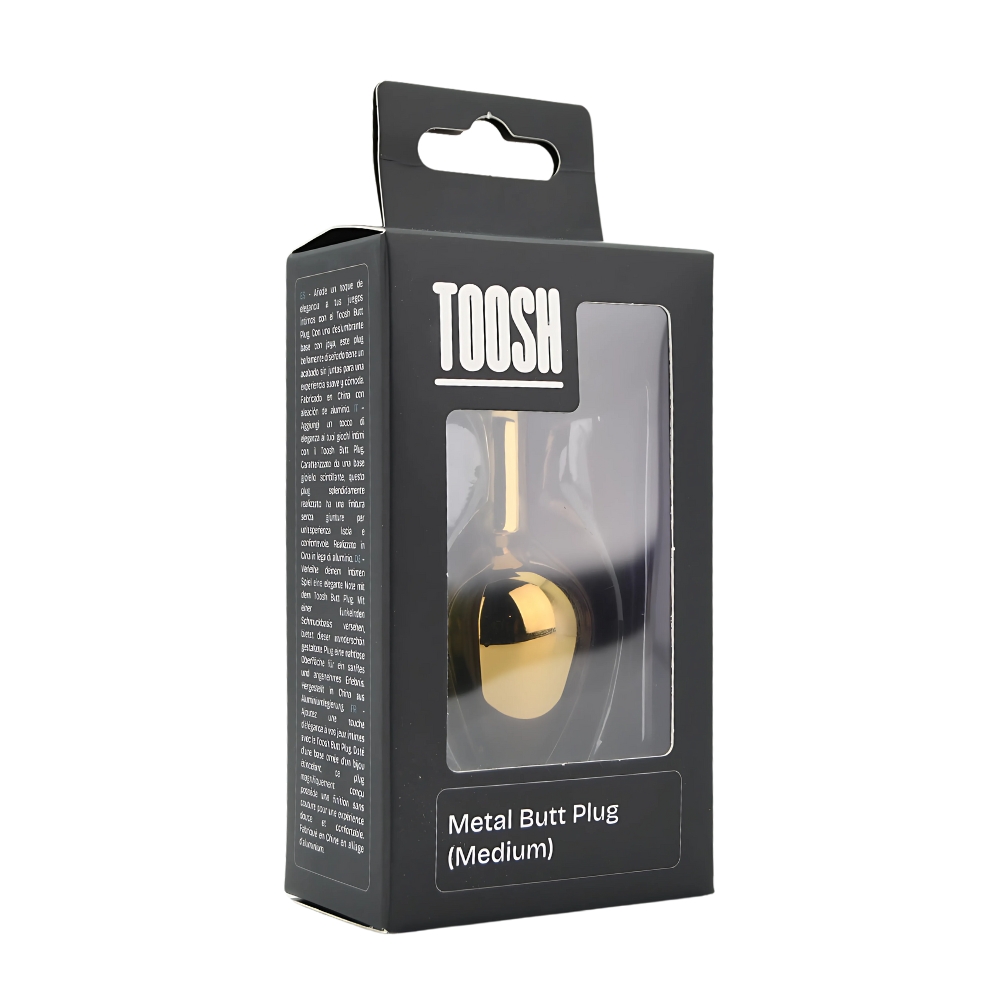 Toosh Gold Metal Butt Plug Medium Clear Stone - Image 9