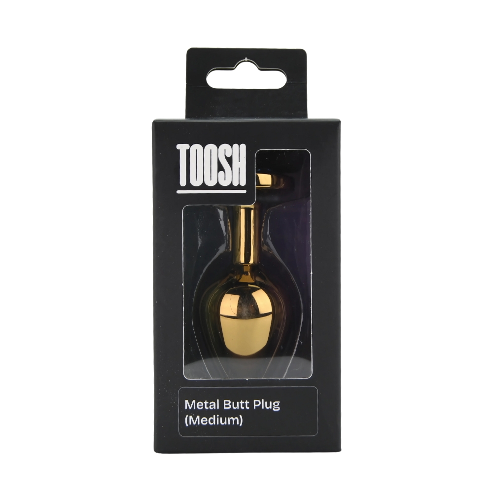 Toosh Gold Metal Butt Plug Medium Clear Stone - Image 8