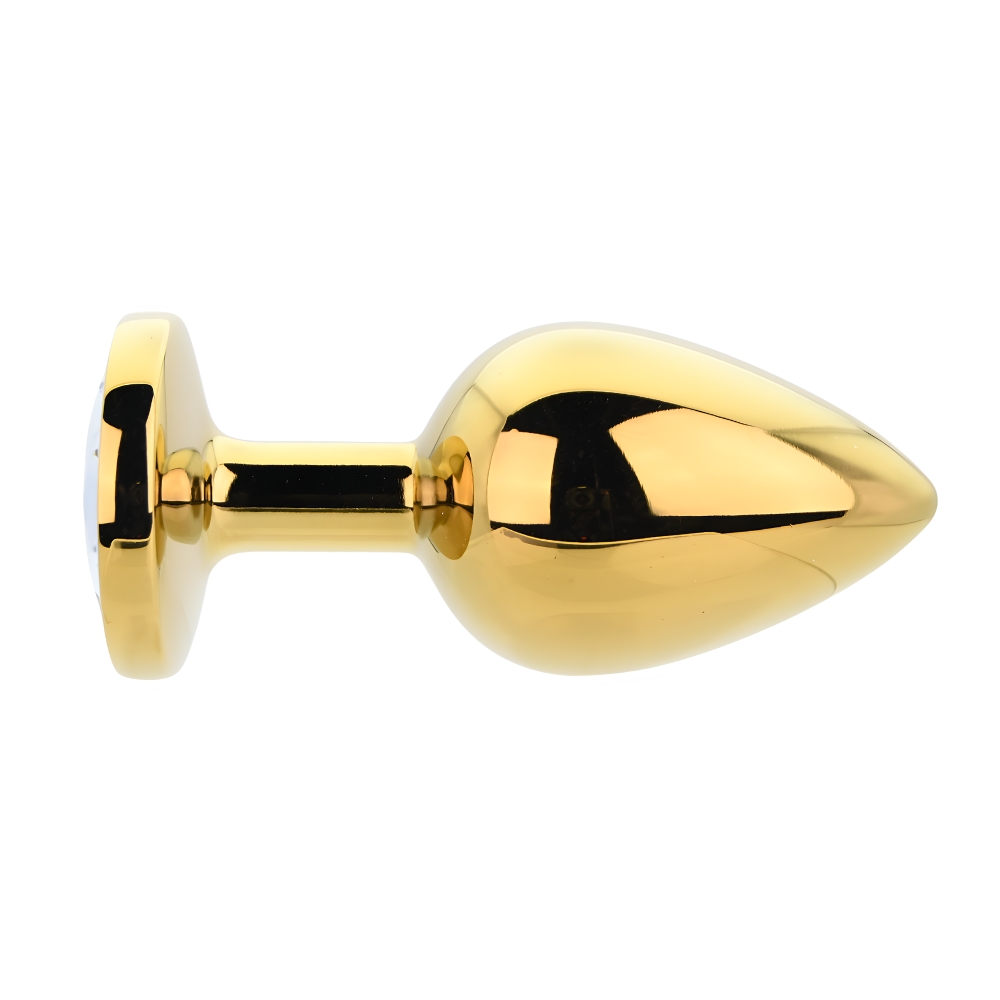 Toosh Gold Metal Butt Plug Large Clear Stone - Image 3