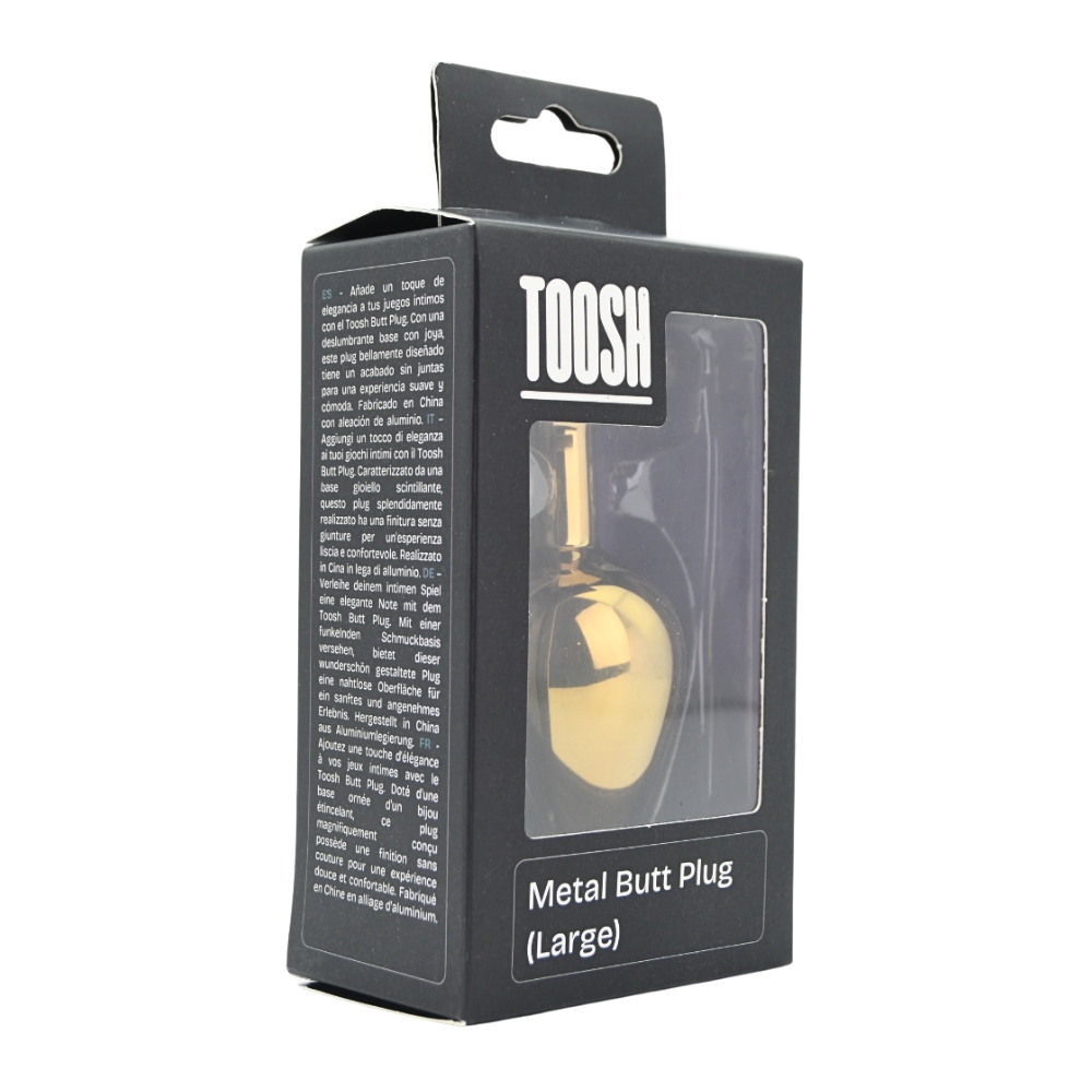 Toosh Gold Metal Butt Plug Large Clear Stone - Image 9