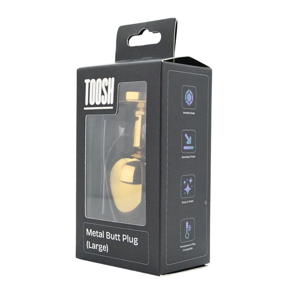 Toosh Gold Metal Butt Plug Large Clear Stone - Image 10