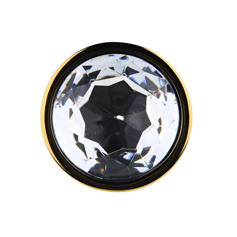 Toosh Gold Metal Butt Plug Large Clear Stone - Image 6