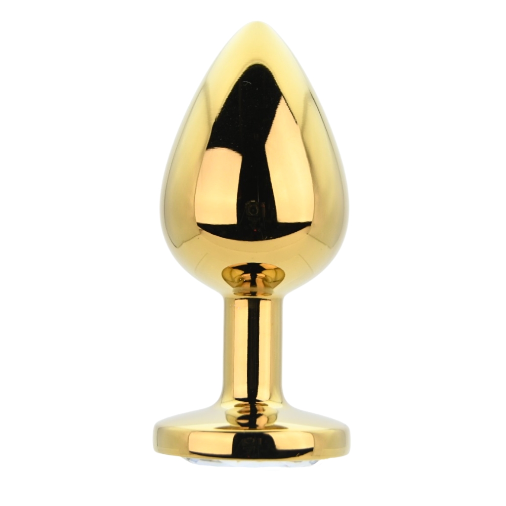 Toosh Gold Metal Butt Plug Large Clear Stone