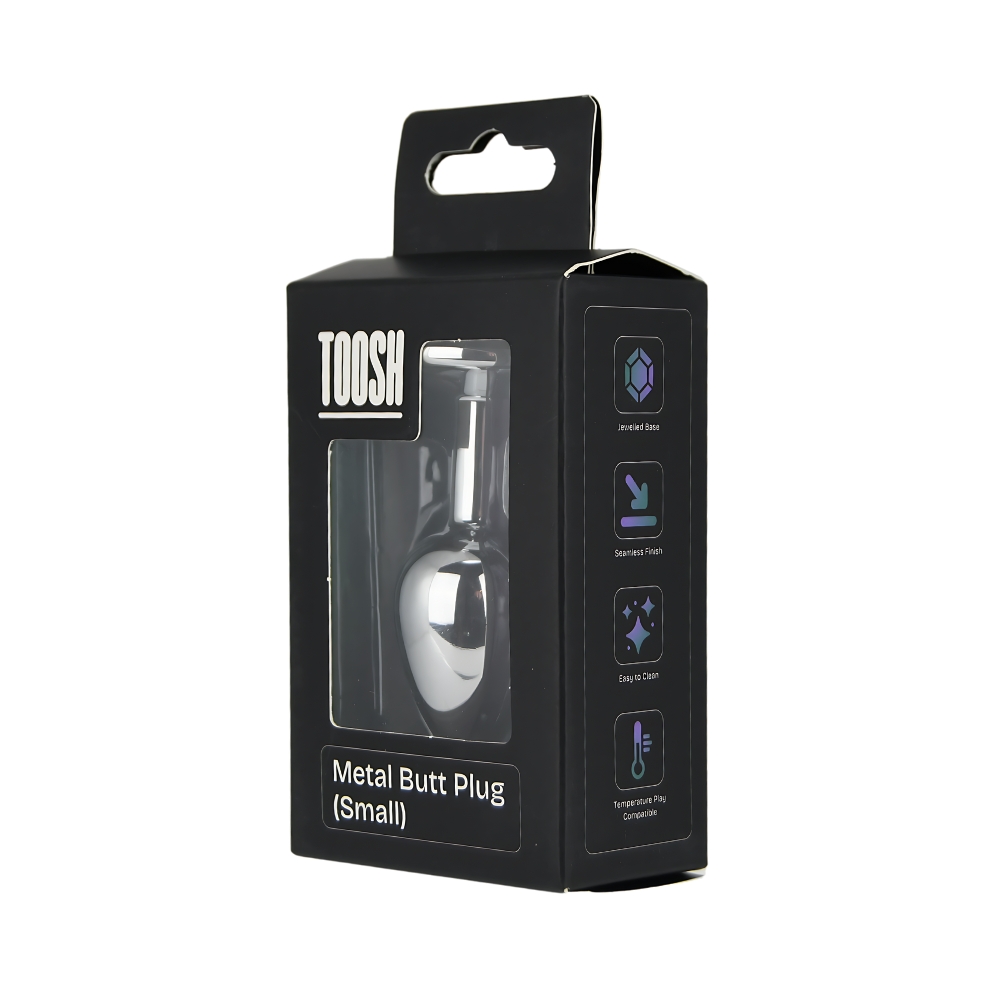 Toosh Silver Metal Butt Plug Small Red Stone - Image 9