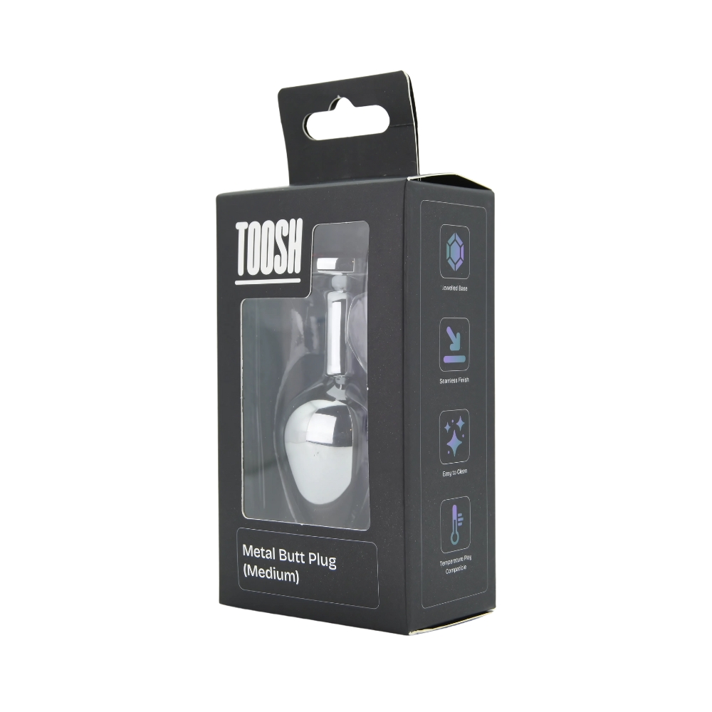 Toosh Silver Metal Butt Plug Medium Red Stone - Image 11