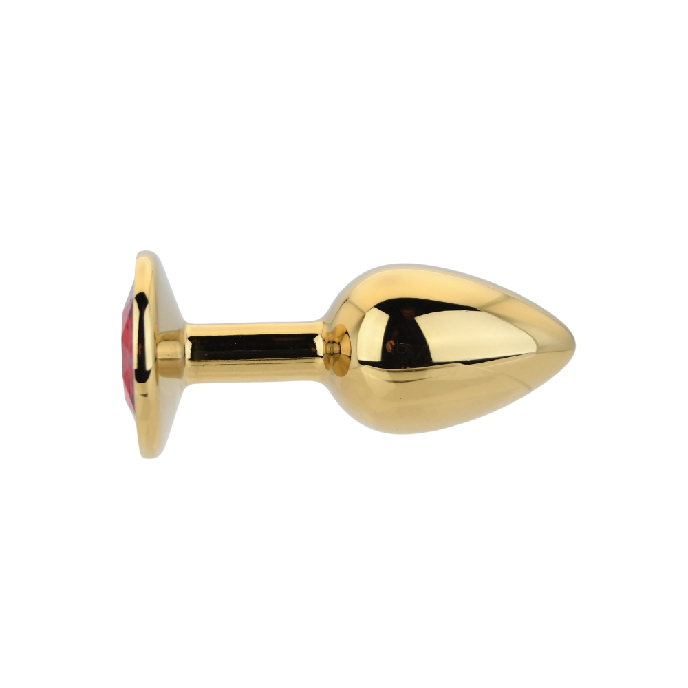 Toosh Gold Metal Butt Plug Small Red Stone - Image 3