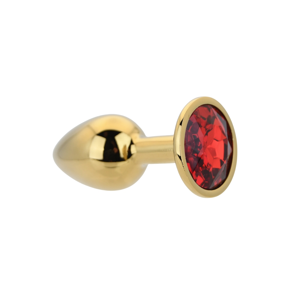Toosh Gold Metal Butt Plug Small Red Stone - Image 6