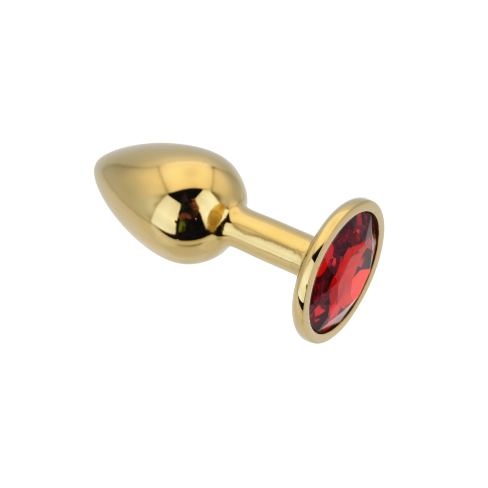 Toosh Gold Metal Butt Plug Small Red Stone - Image 5