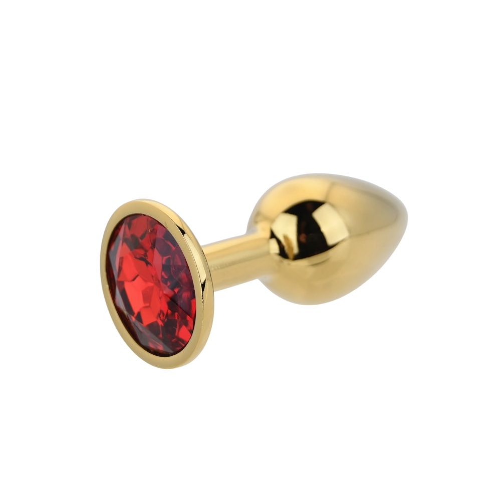 Toosh Gold Metal Butt Plug Small Red Stone - Image 4