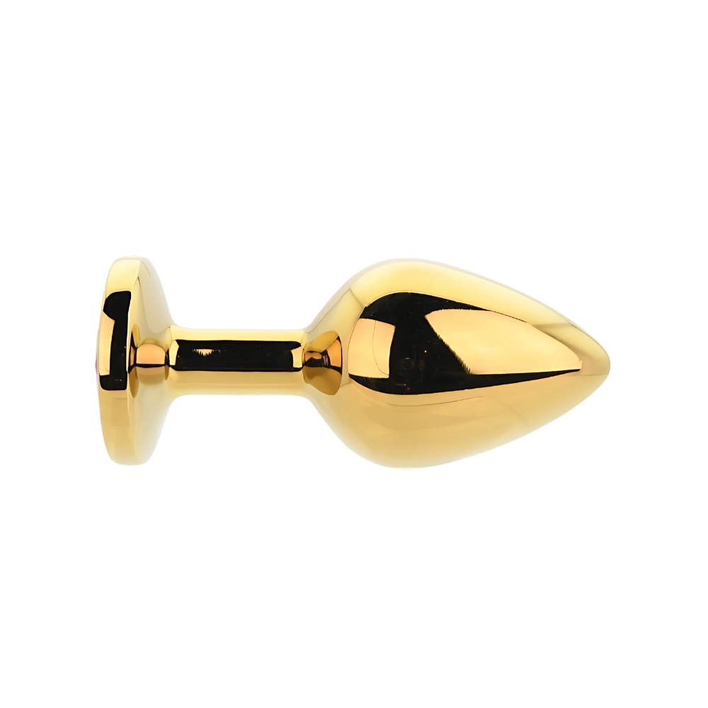 Toosh Gold Metal Butt Plug Medium Red Stone - Image 3