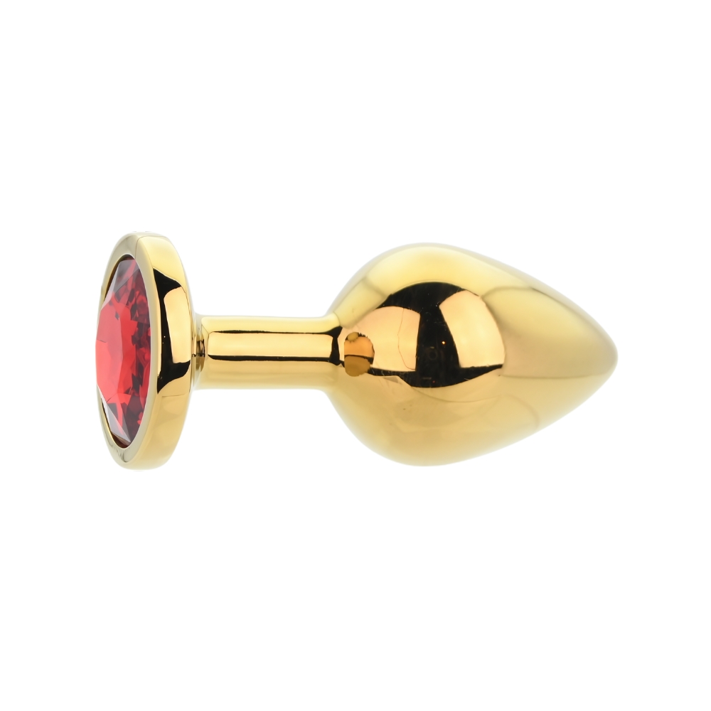 Toosh Gold Metal Butt Plug Medium Red Stone - Image 4