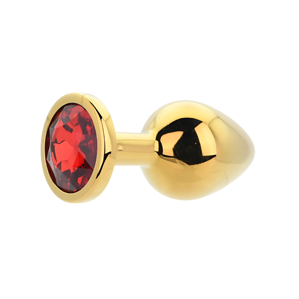 Toosh Gold Metal Butt Plug Medium Red Stone - Image 5