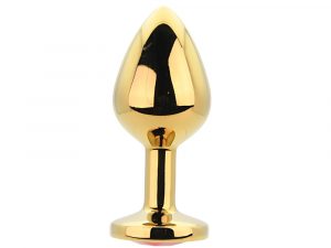Toosh Gold Metal Butt Plug Medium Red Stone