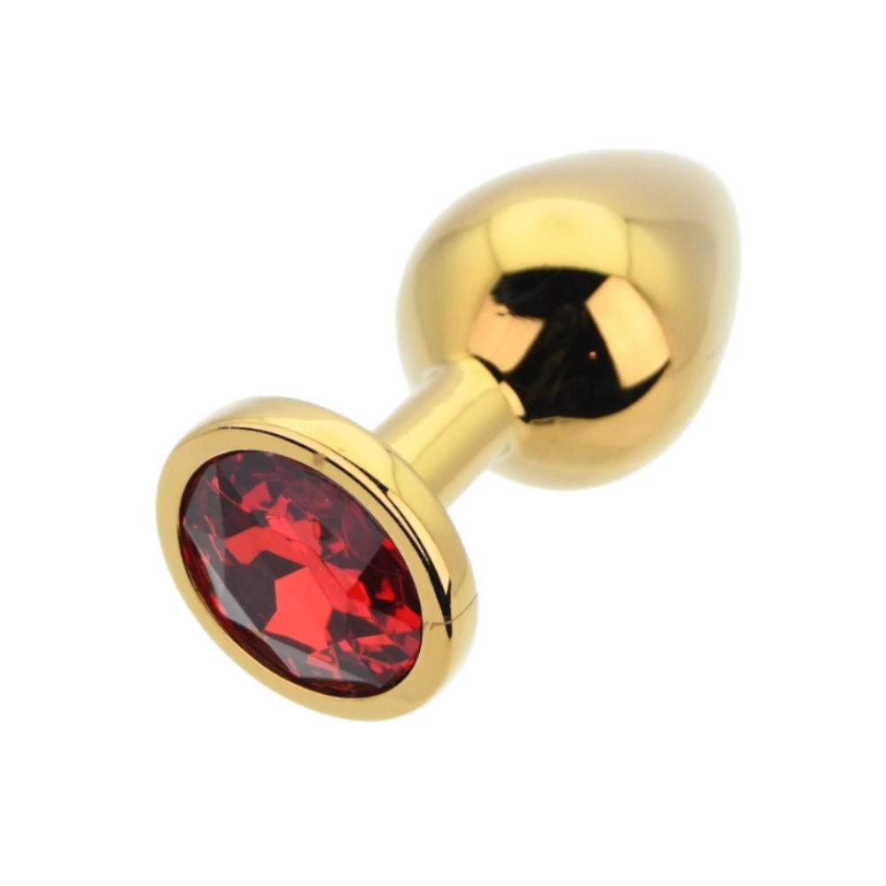 Toosh Gold Metal Butt Plug Medium Red Stone - Image 6